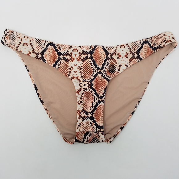 Aqua Bloomingdales Python Scoop Bikini Bottom, L - Picture 3 of 6